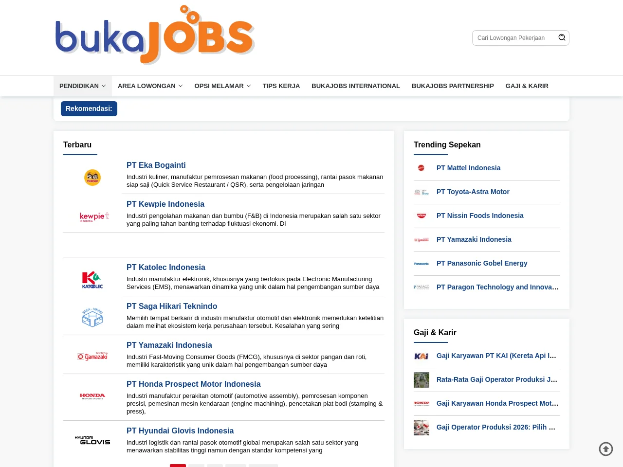 Bukajobs Media website screenshot