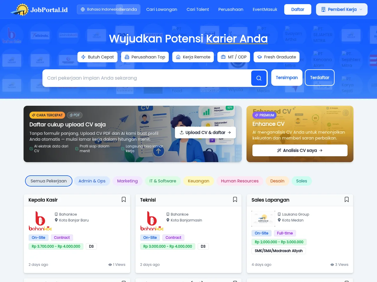 JobPortal Indonesia website screenshot