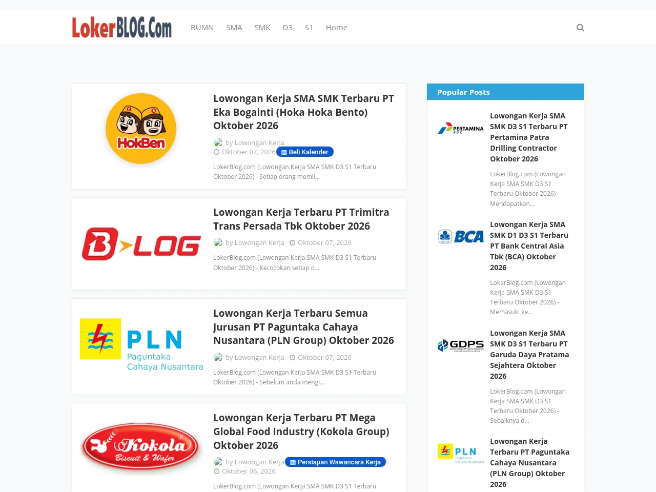 LokerBlog website screenshot