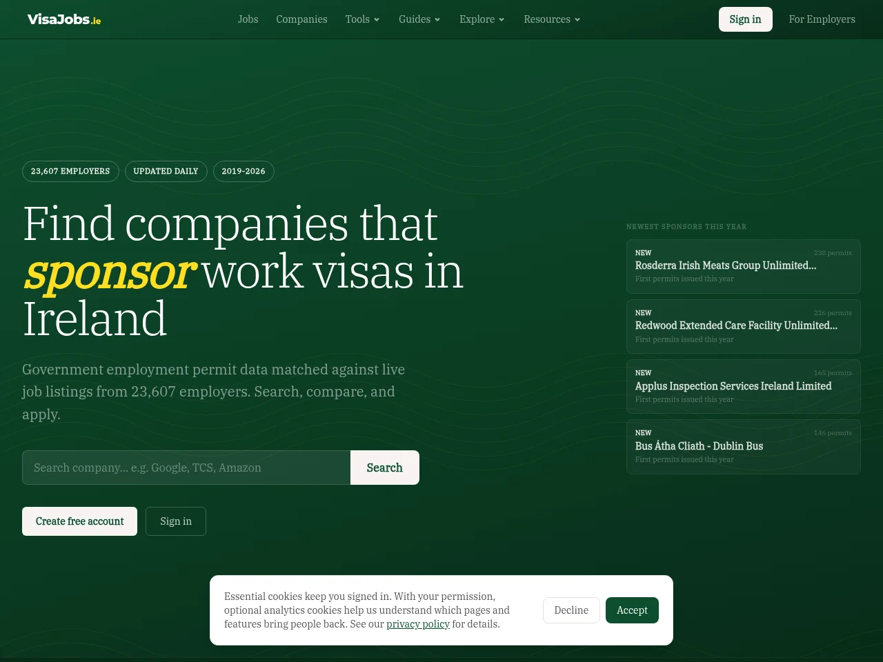 VisaJobs website screenshot