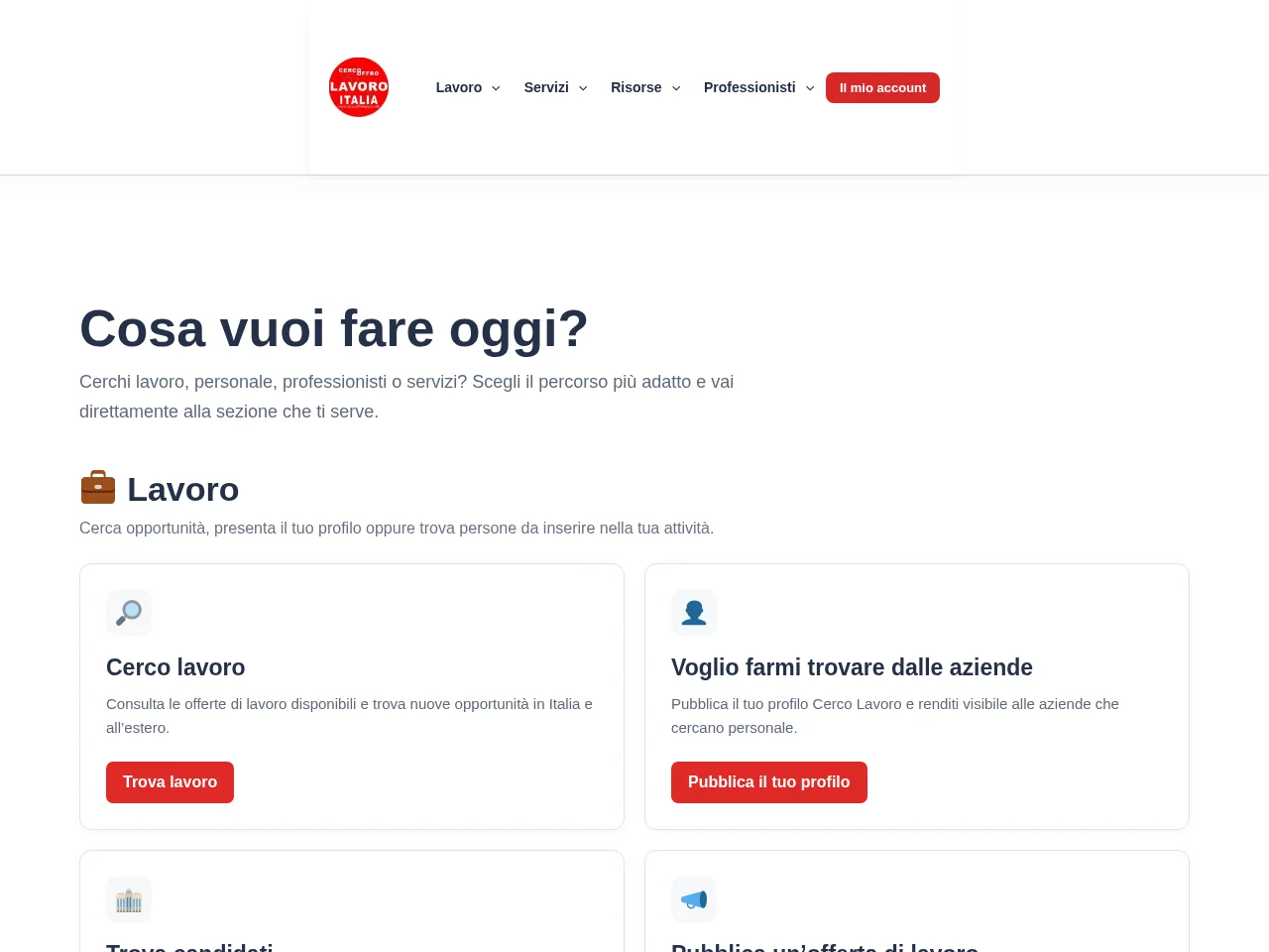 Cerco Offro Lavoro website screenshot