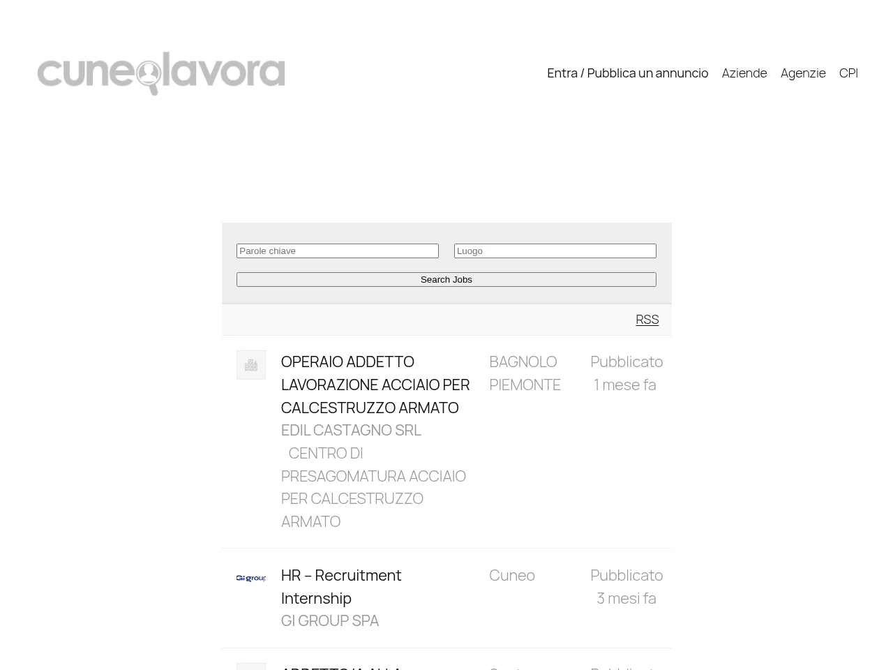 CUNEOLAVORA website screenshot