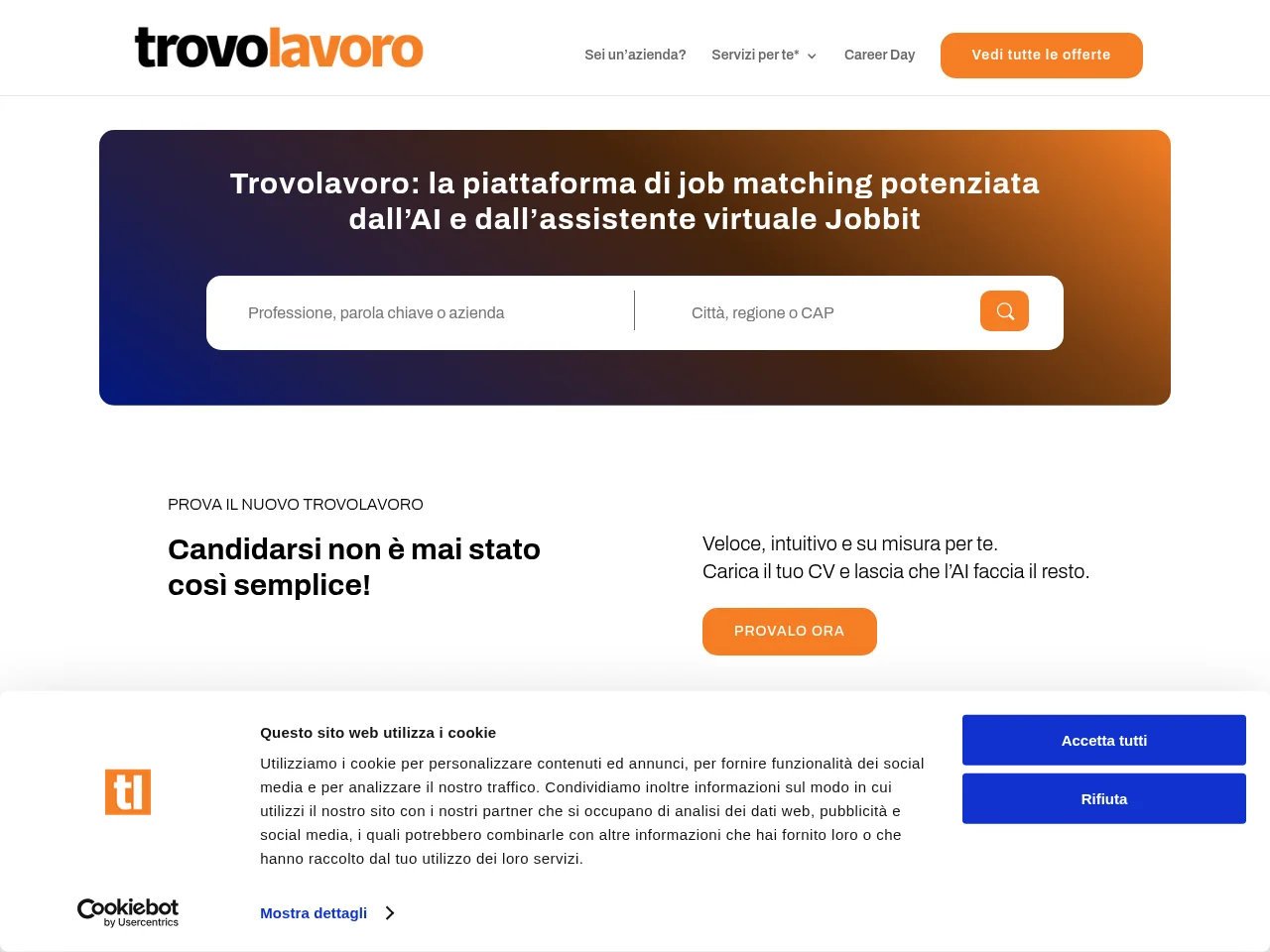 Trovolavoro website screenshot