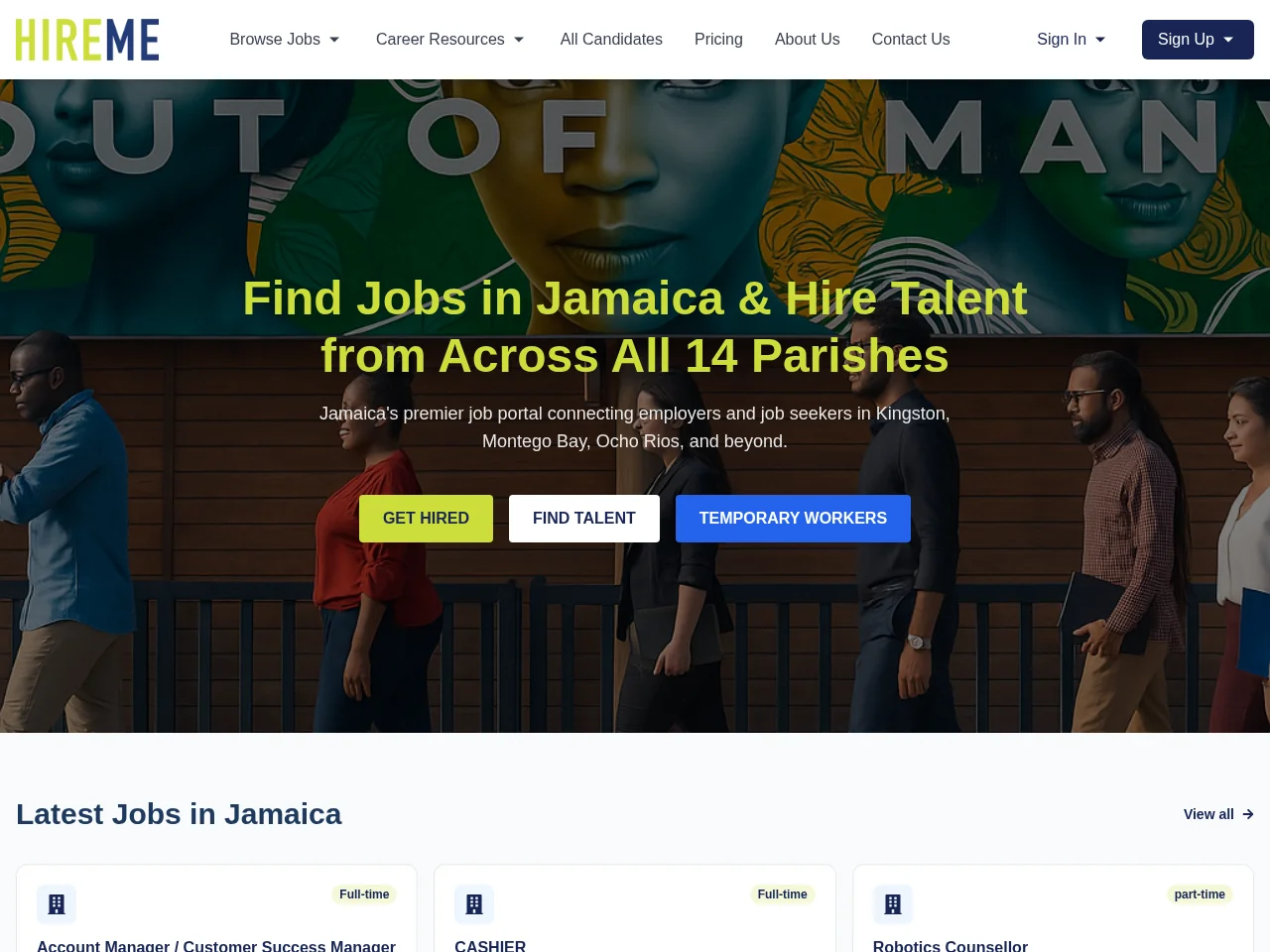 HireMeJA screenshot HireMeJA website screenshot