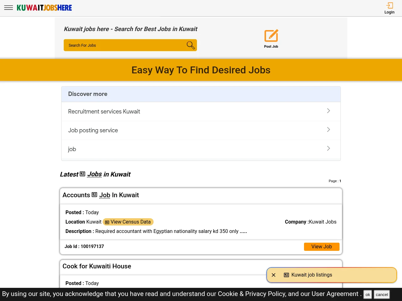 Kuwait Jobs Here website screenshot