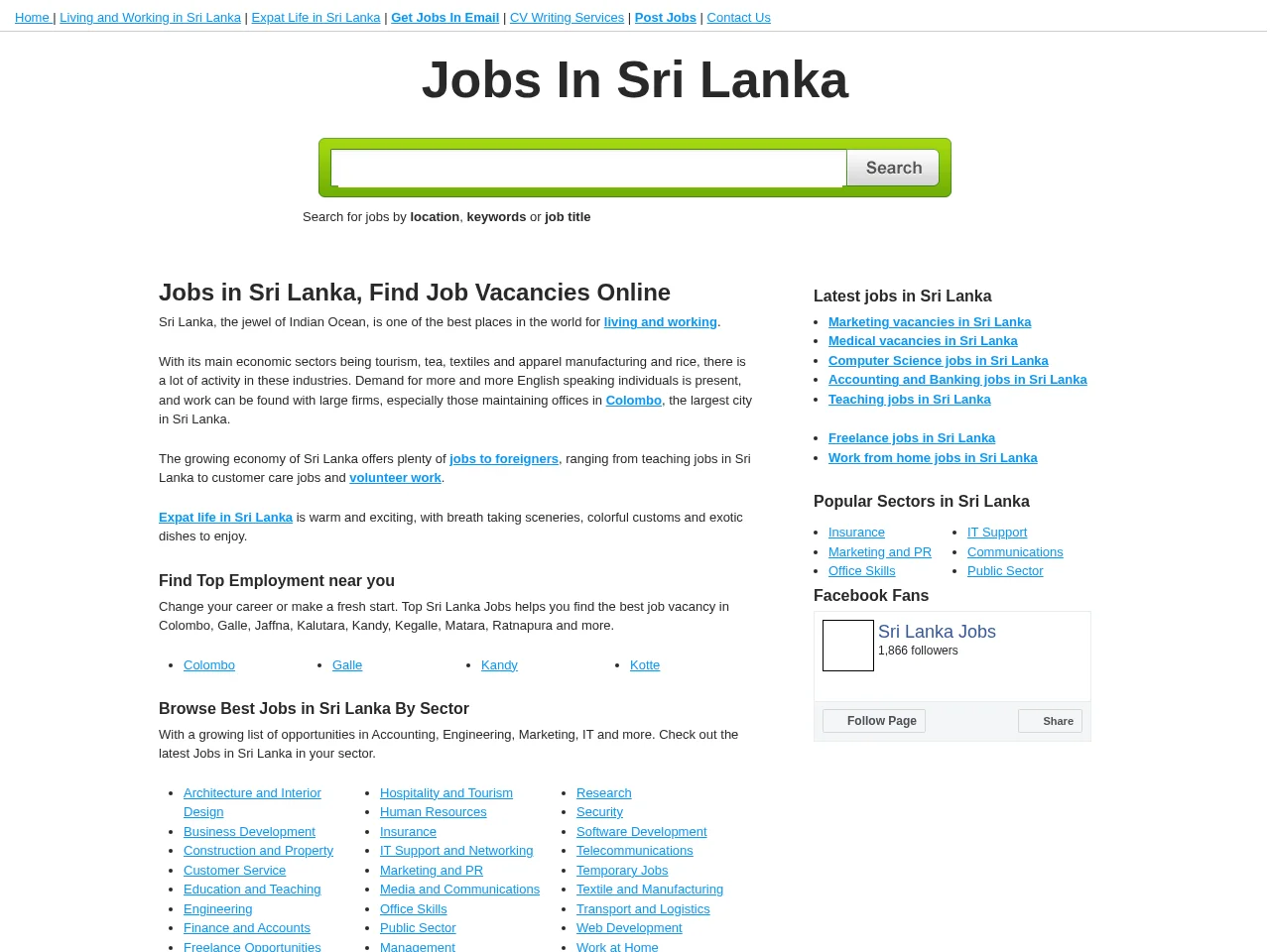 Top Sri Lanka Jobs website screenshot