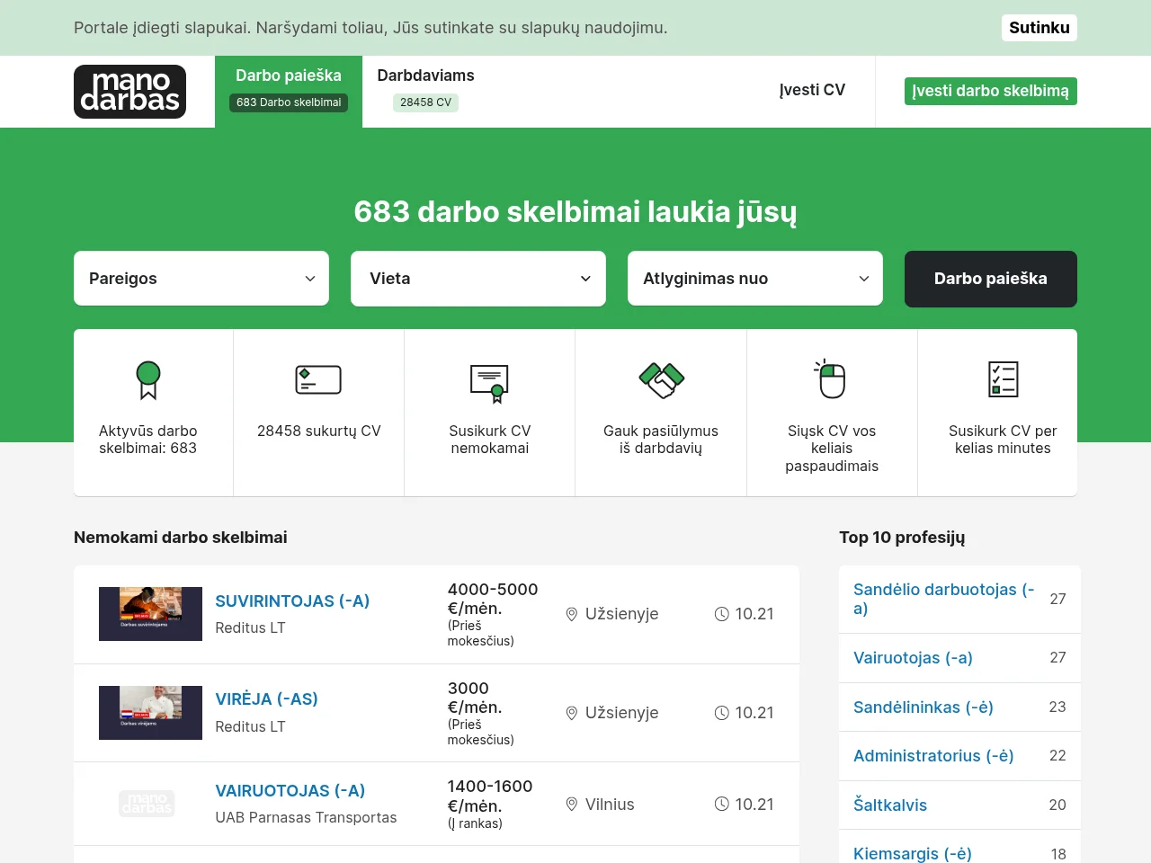 Manodarbas screenshot Manodarbas website screenshot