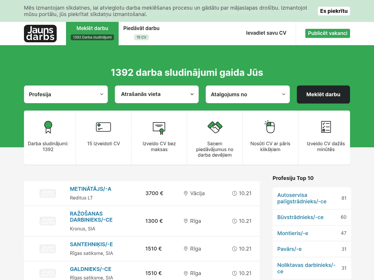 Jaunsdarbs screenshot Jaunsdarbs website screenshot