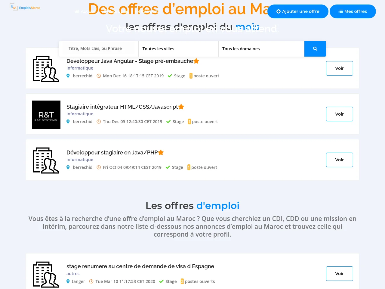 Emplois Maroc screenshot Emplois Maroc website screenshot