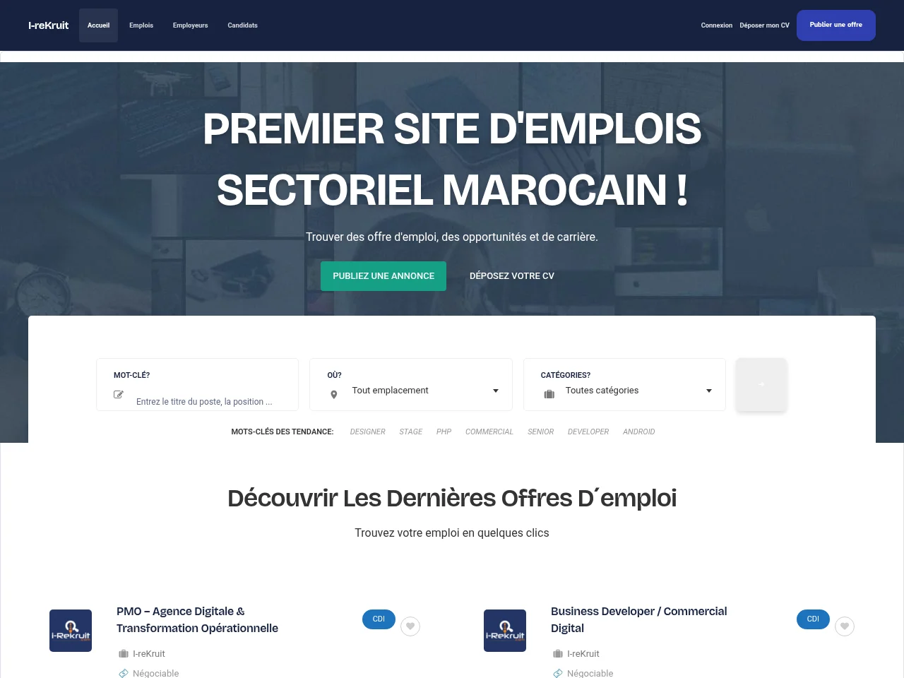 i-Rekruit website screenshot