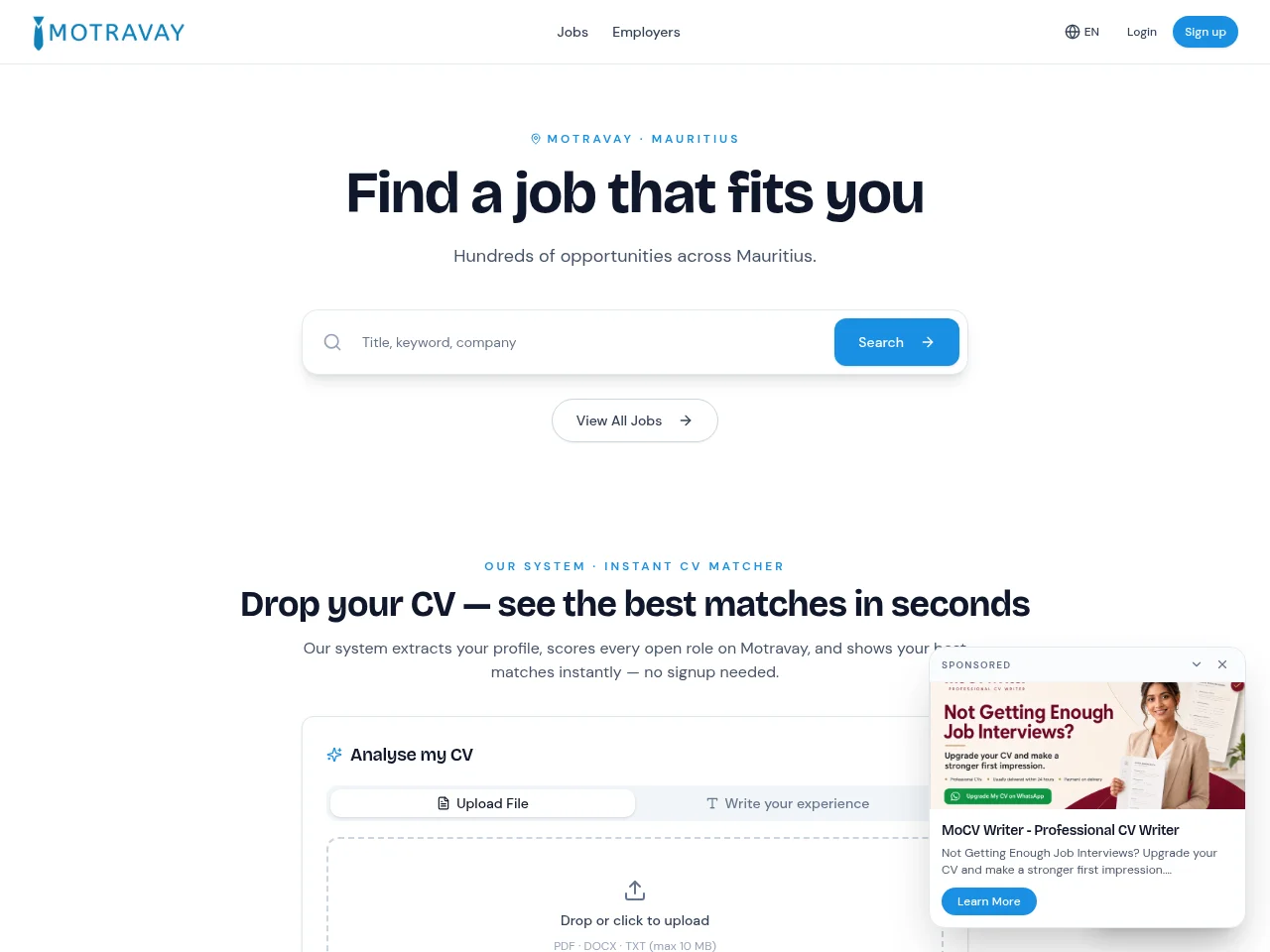 Motravay website screenshot