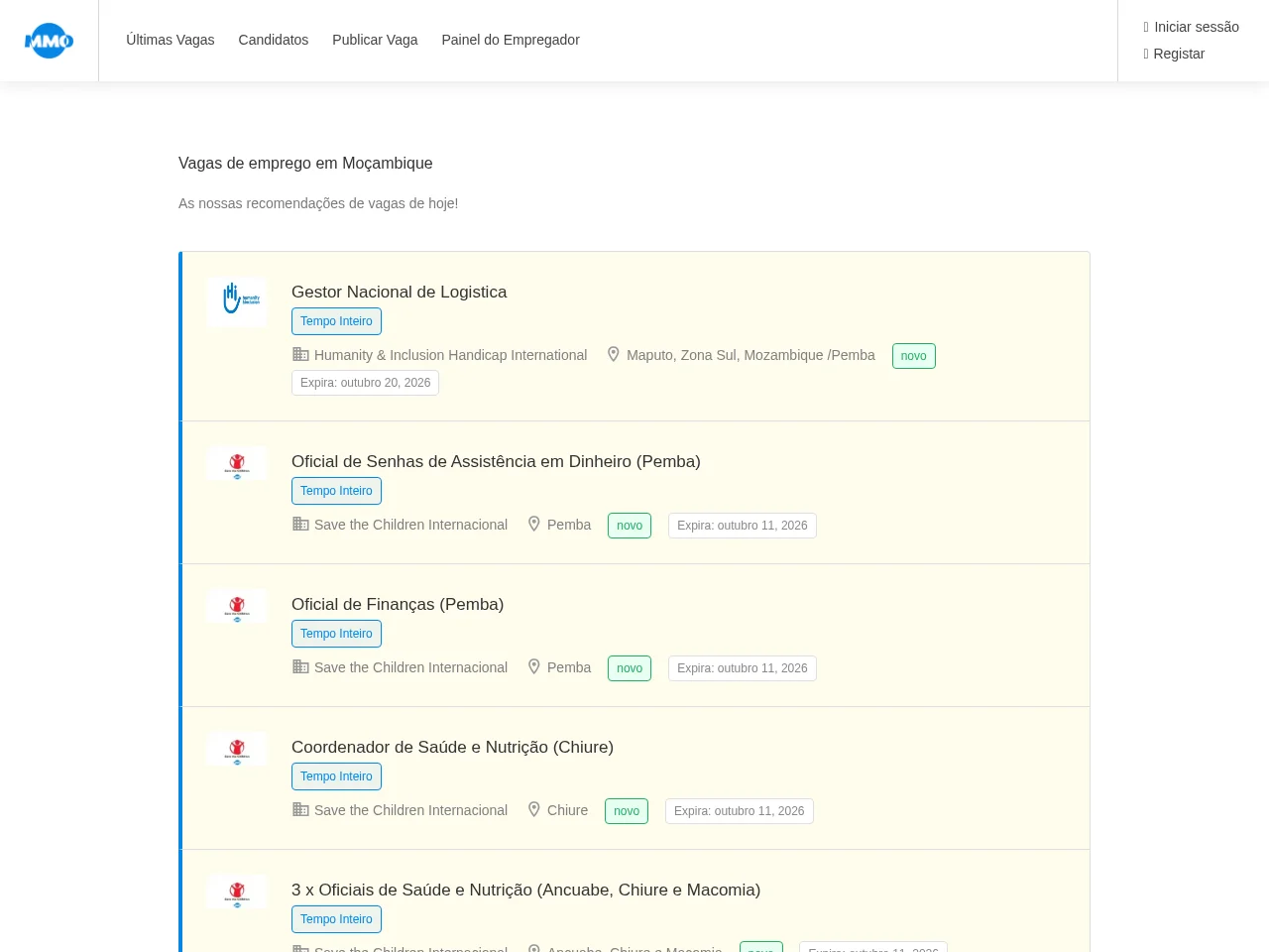 MMO Emprego website screenshot