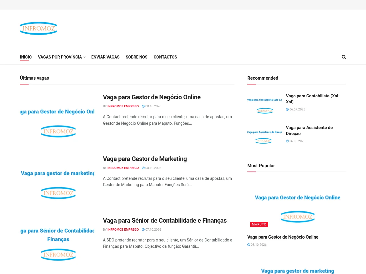 Infromoz Emprego website screenshot