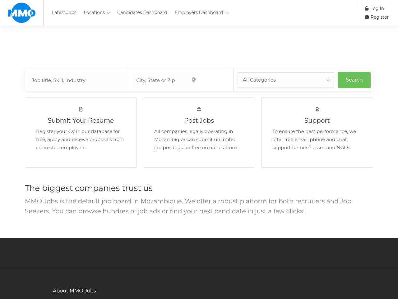 MMO Jobs website screenshot