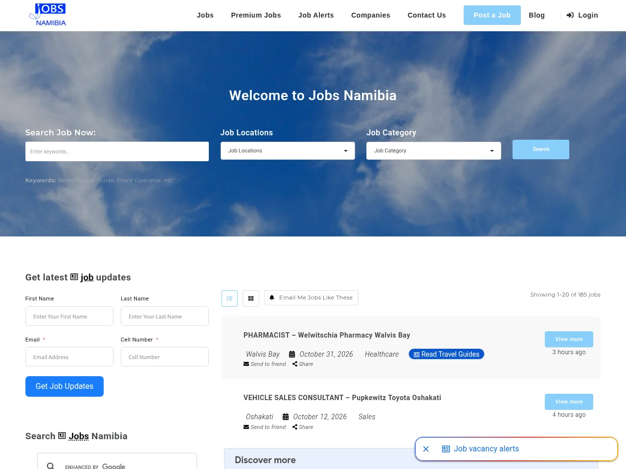 Jobs Namibia screenshot Jobs Namibia website screenshot