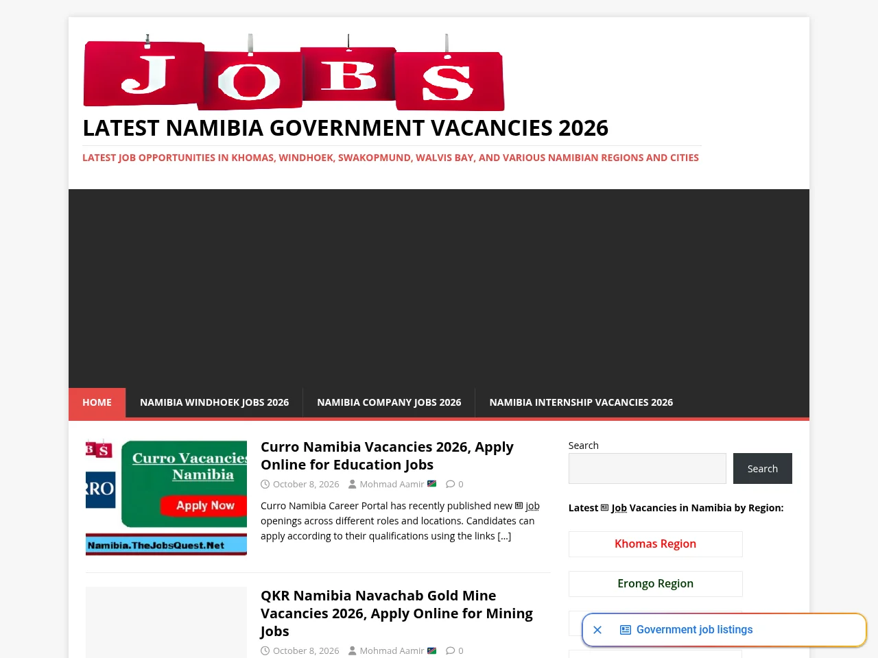 The Jobs Quest Namibia screenshot The Jobs Quest Namibia website screenshot