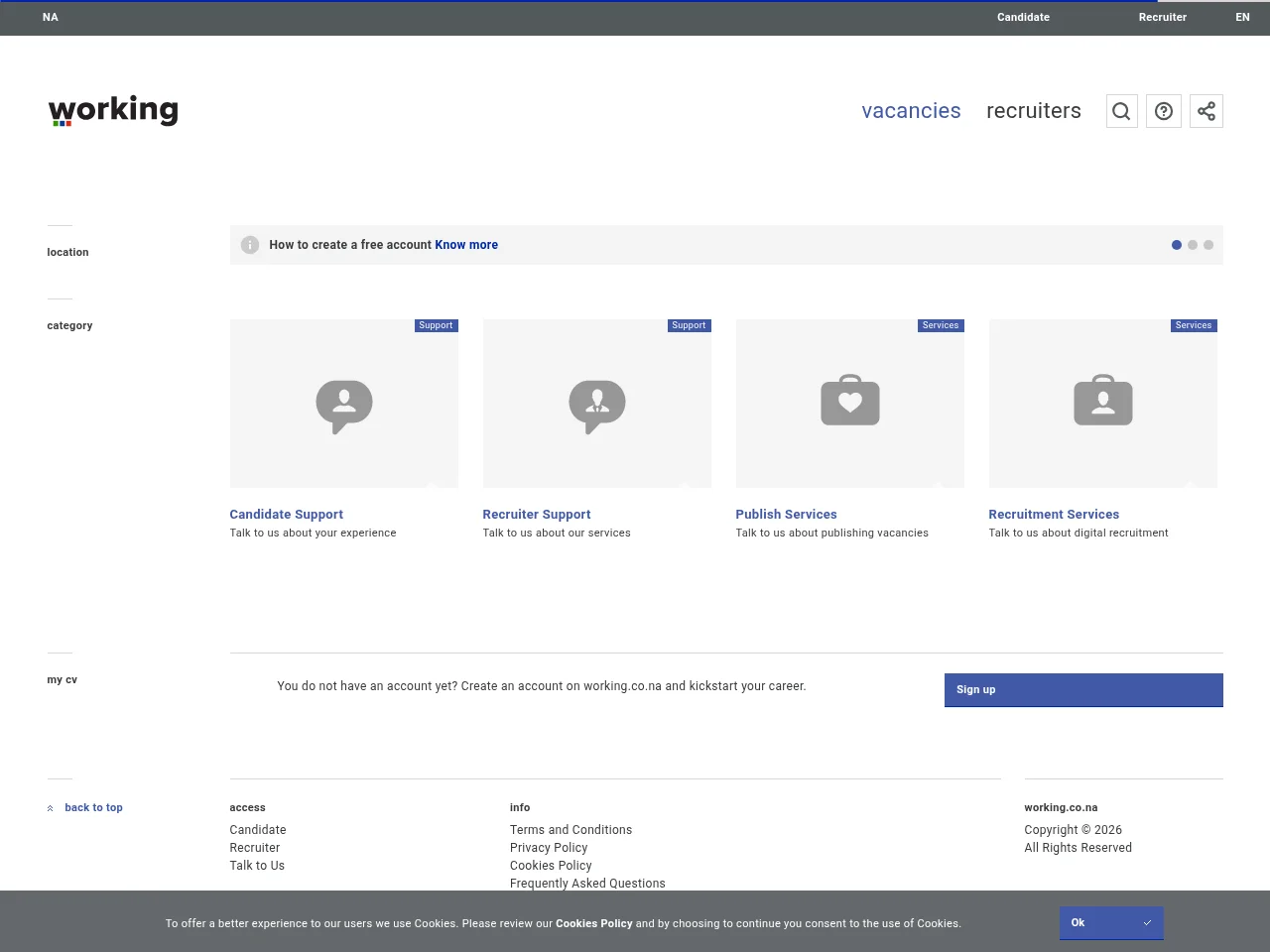 Working website screenshot