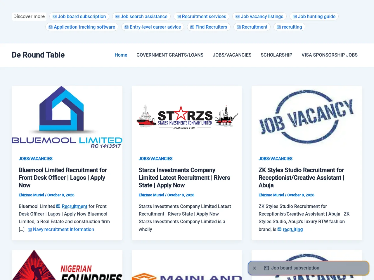 De Round Table website screenshot