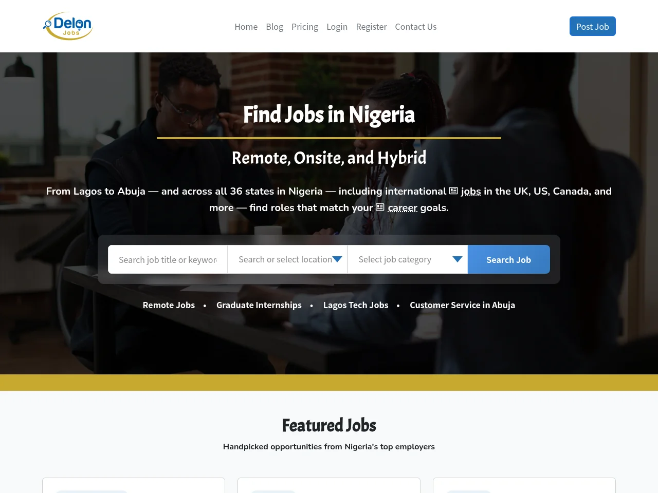 DelonJobs screenshot DelonJobs website screenshot
