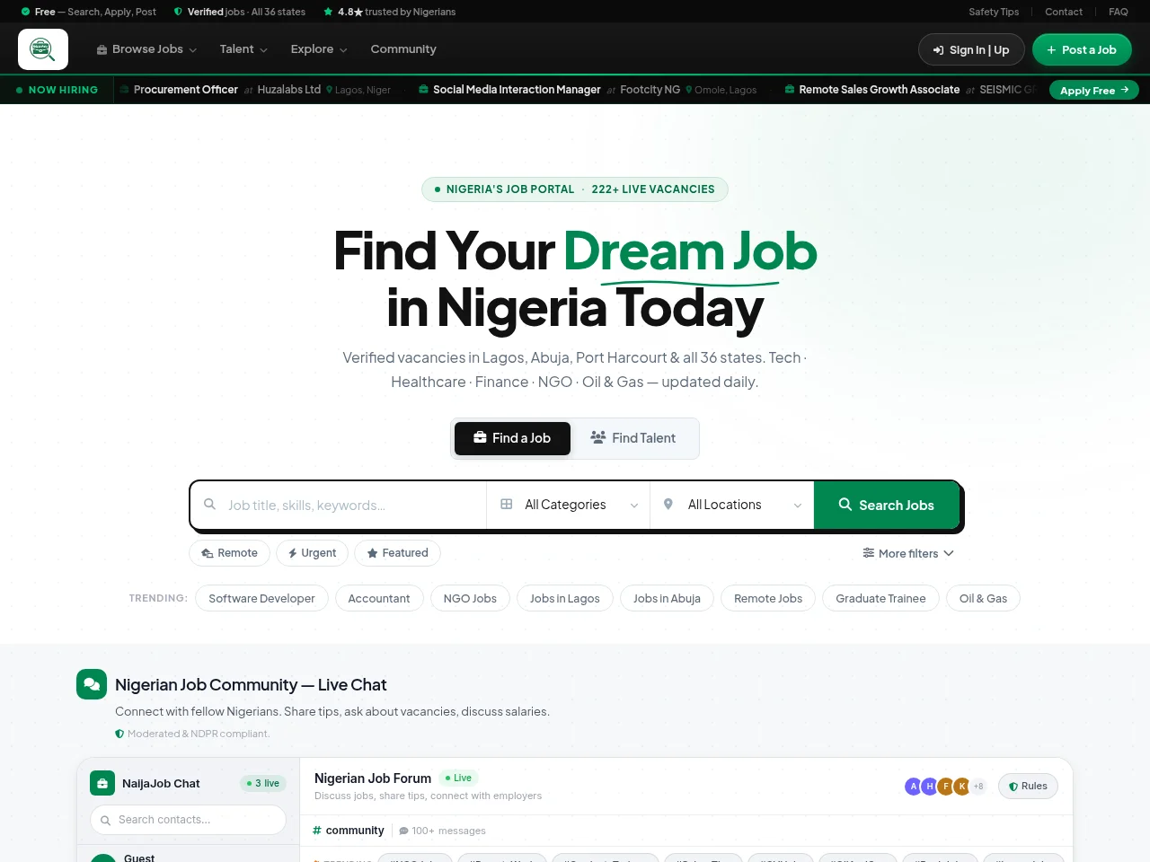 NaijaJobPortal website screenshot