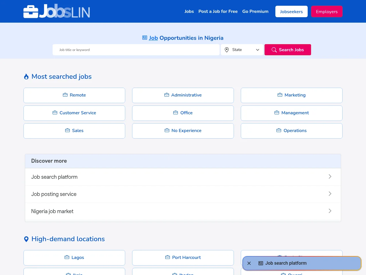 Jobslin screenshot Jobslin website screenshot