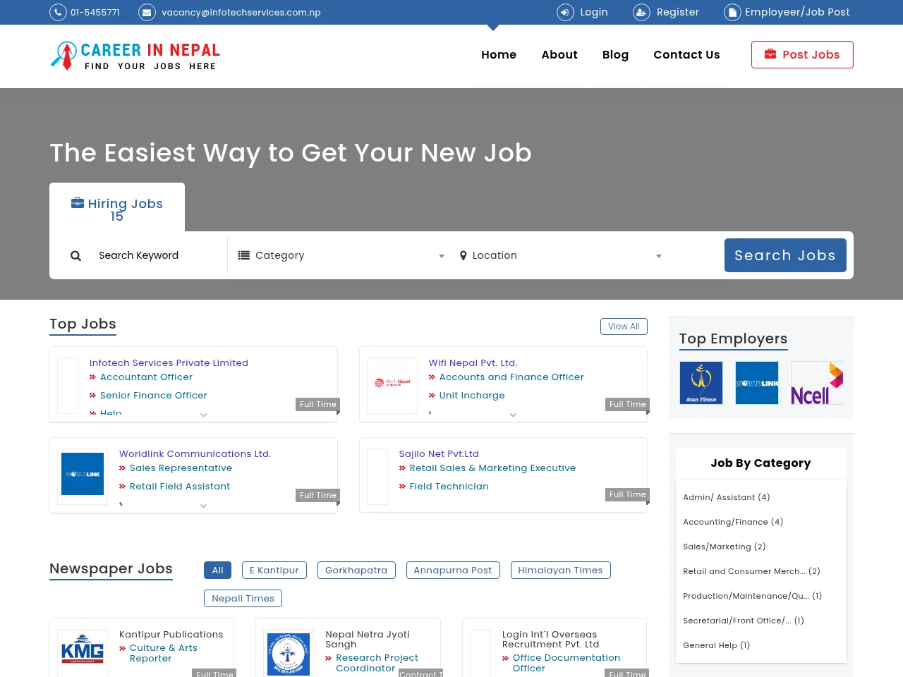 Career In Nepal website screenshot