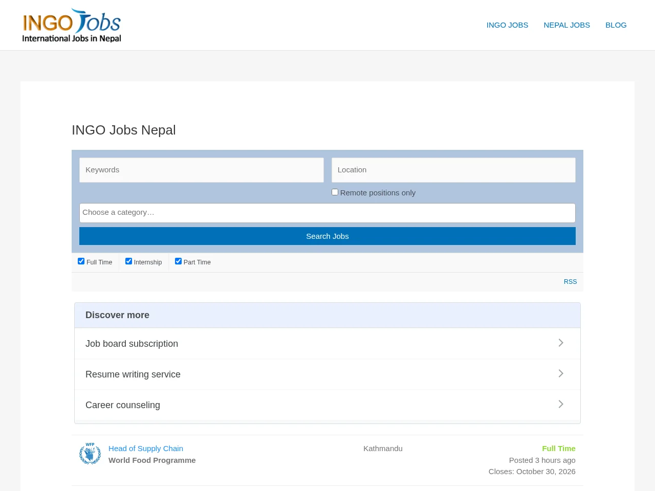 INGO Jobs screenshot INGO Jobs website screenshot