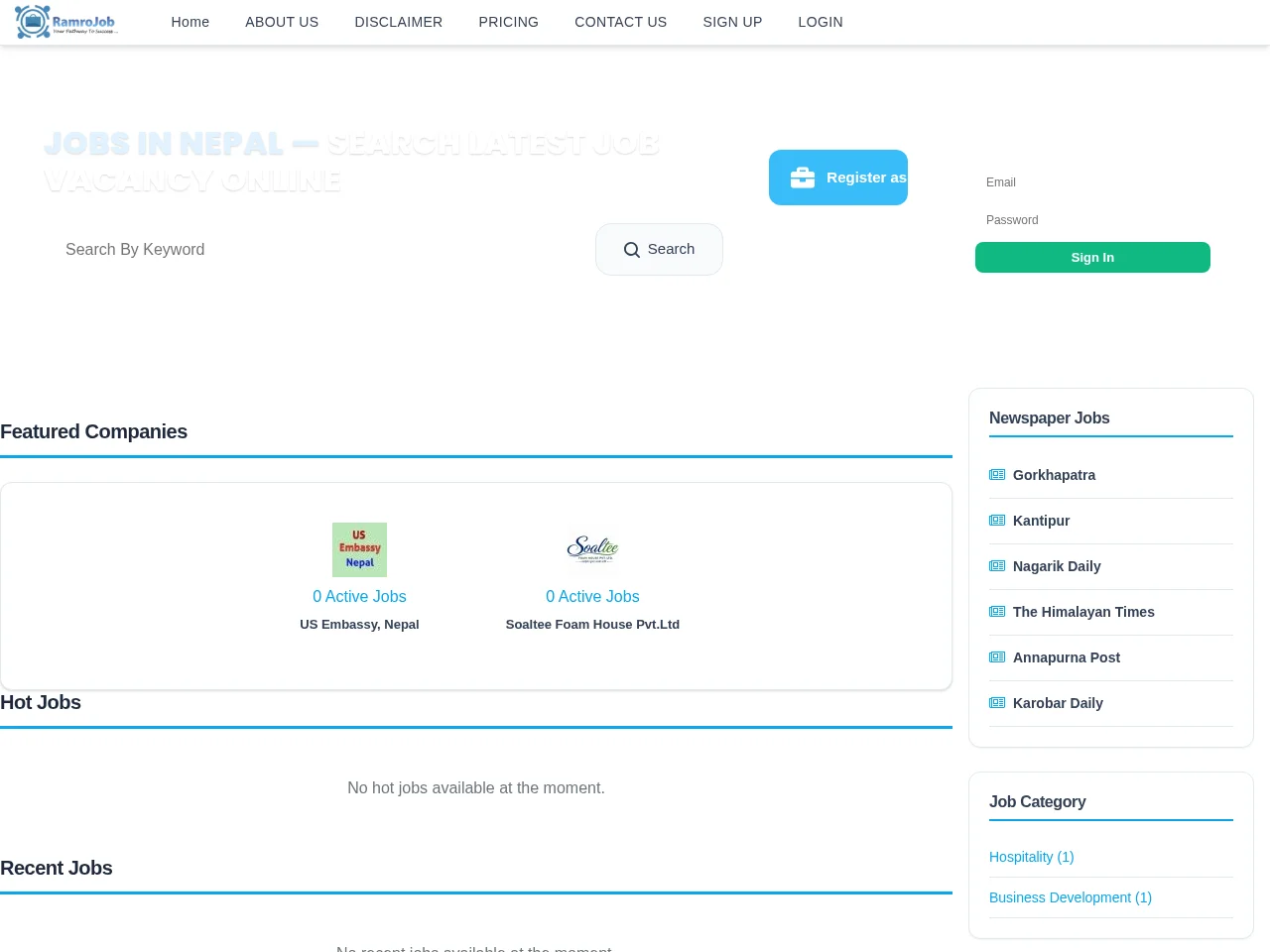 RamroJob screenshot RamroJob website screenshot
