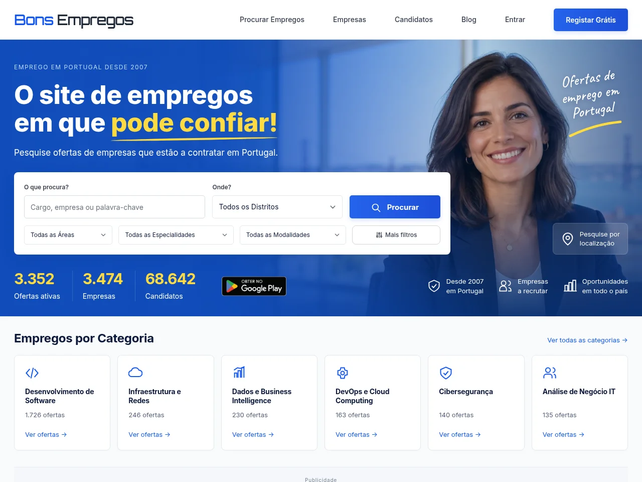 Bons Empregos screenshot Bons Empregos website screenshot