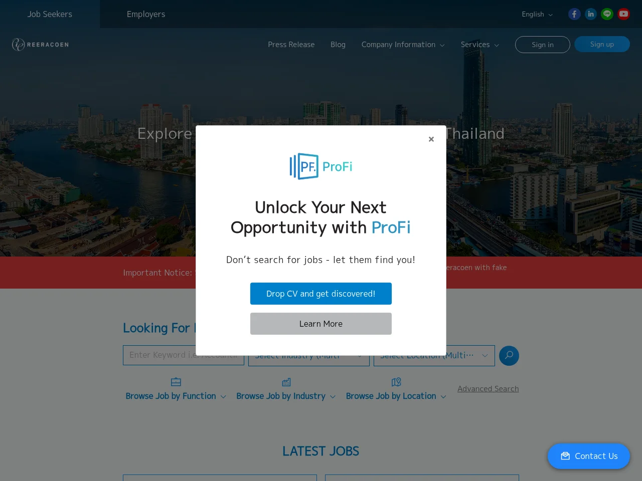 Reeracoen Thailand website screenshot