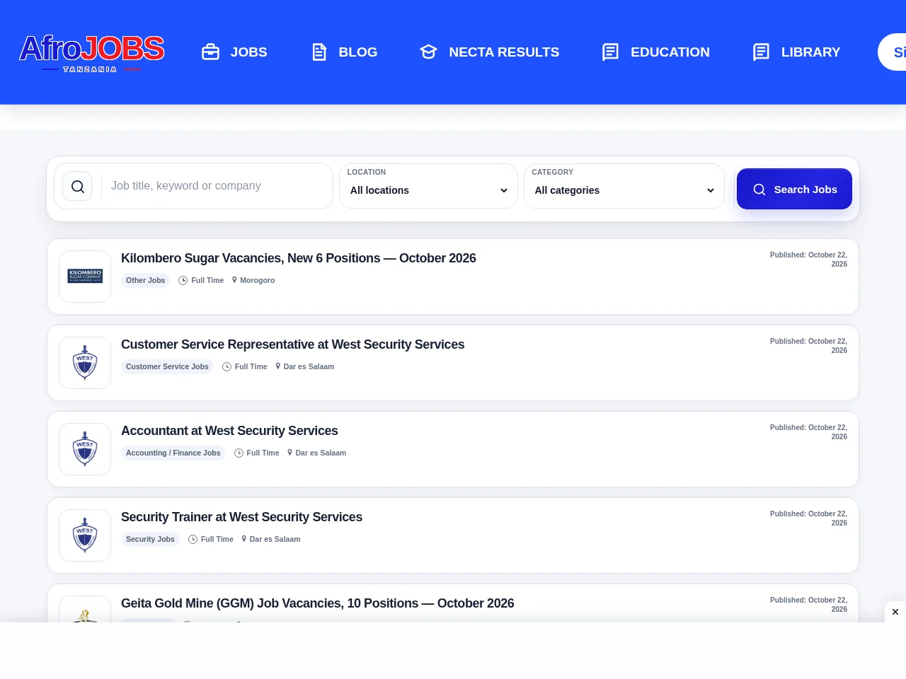 AfroJobs screenshot AfroJobs website screenshot