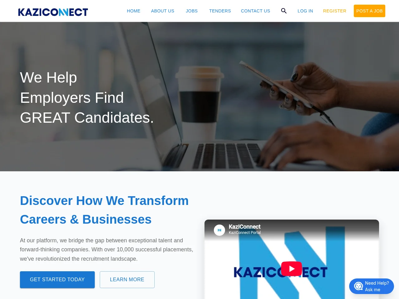 KaziConnect website screenshot