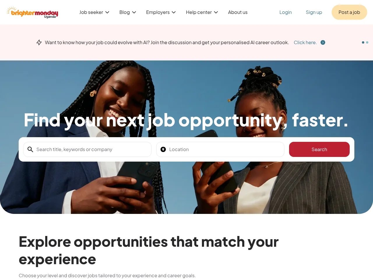 BrighterMonday Uganda website screenshot