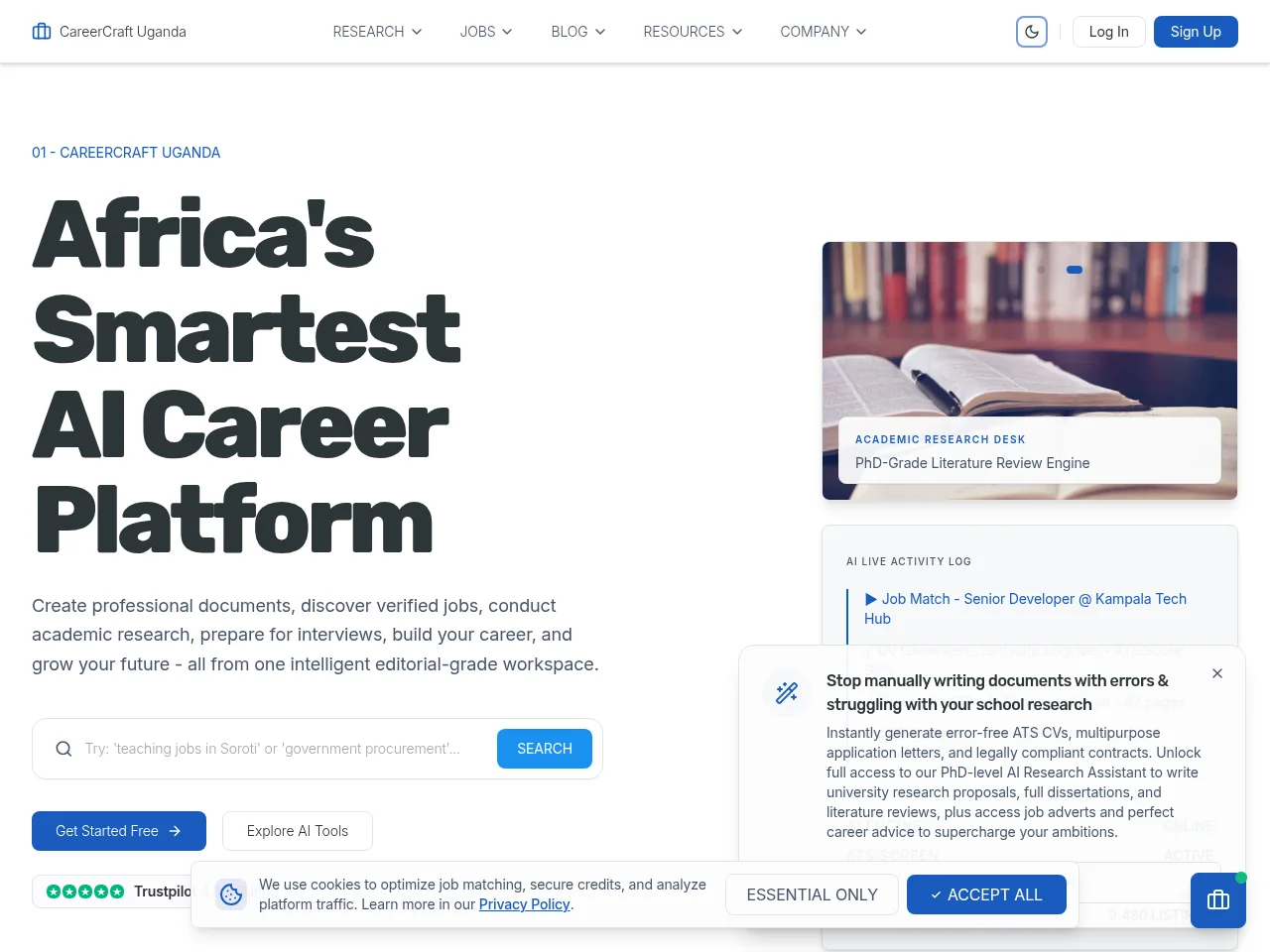 CareerCraft Uganda screenshot CareerCraft Uganda website screenshot