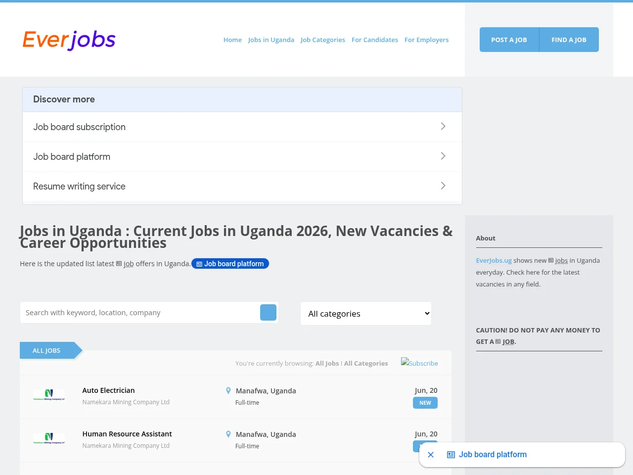 EverJobs website screenshot