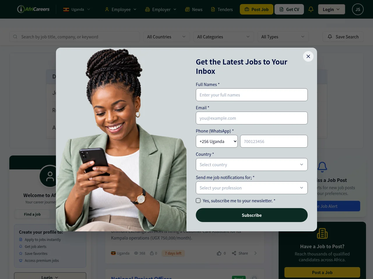AfriCareers screenshot AfriCareers website screenshot