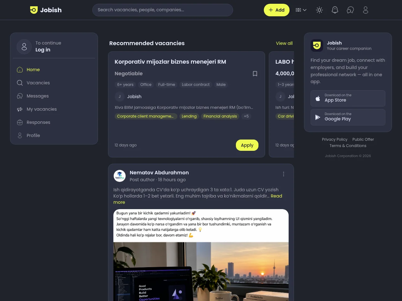 Jobish website screenshot