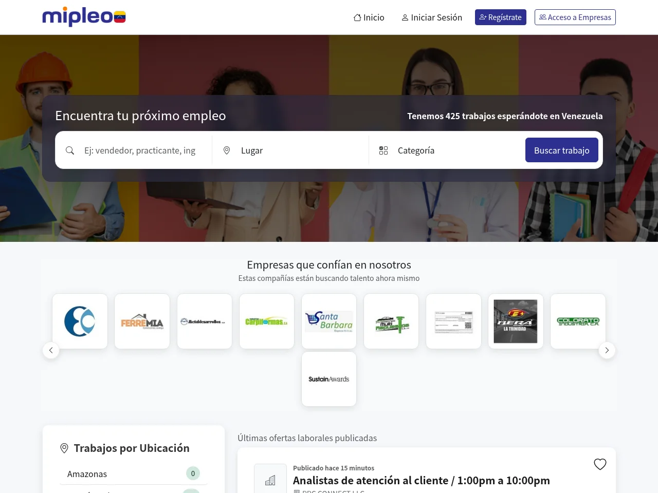 Mipleo Venezuela screenshot Mipleo Venezuela website screenshot