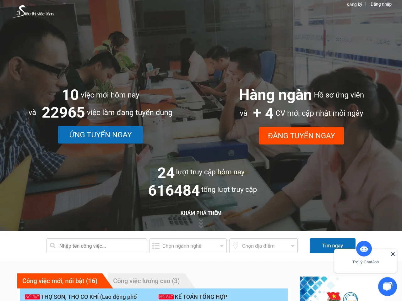 Siêu thị việc làm website screenshot