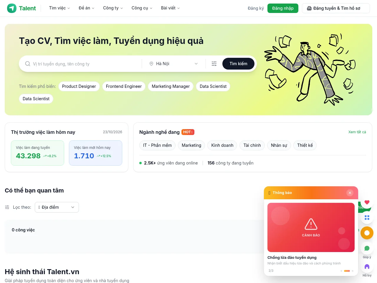 Talent website screenshot