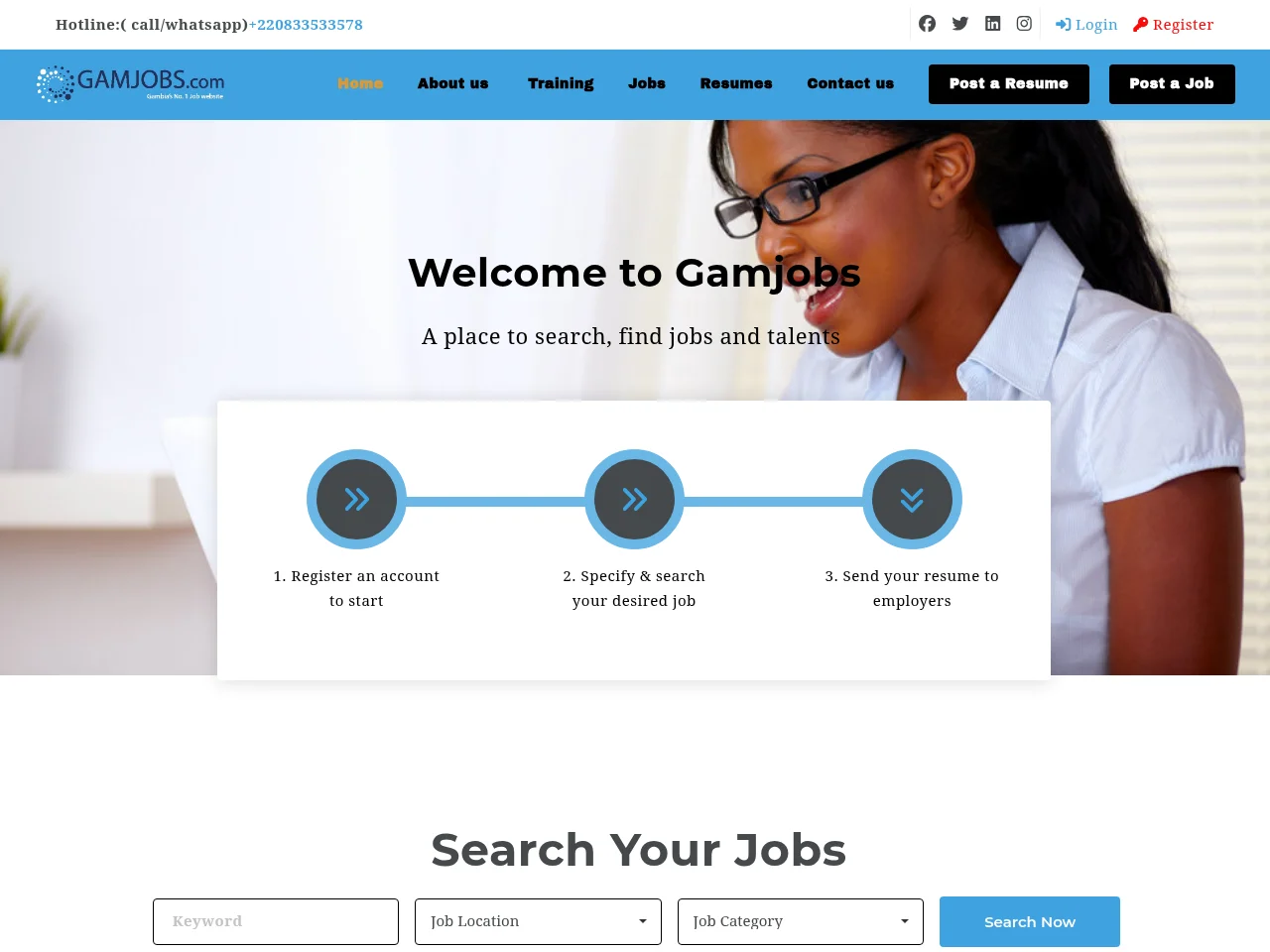 Gamjobs website screenshot