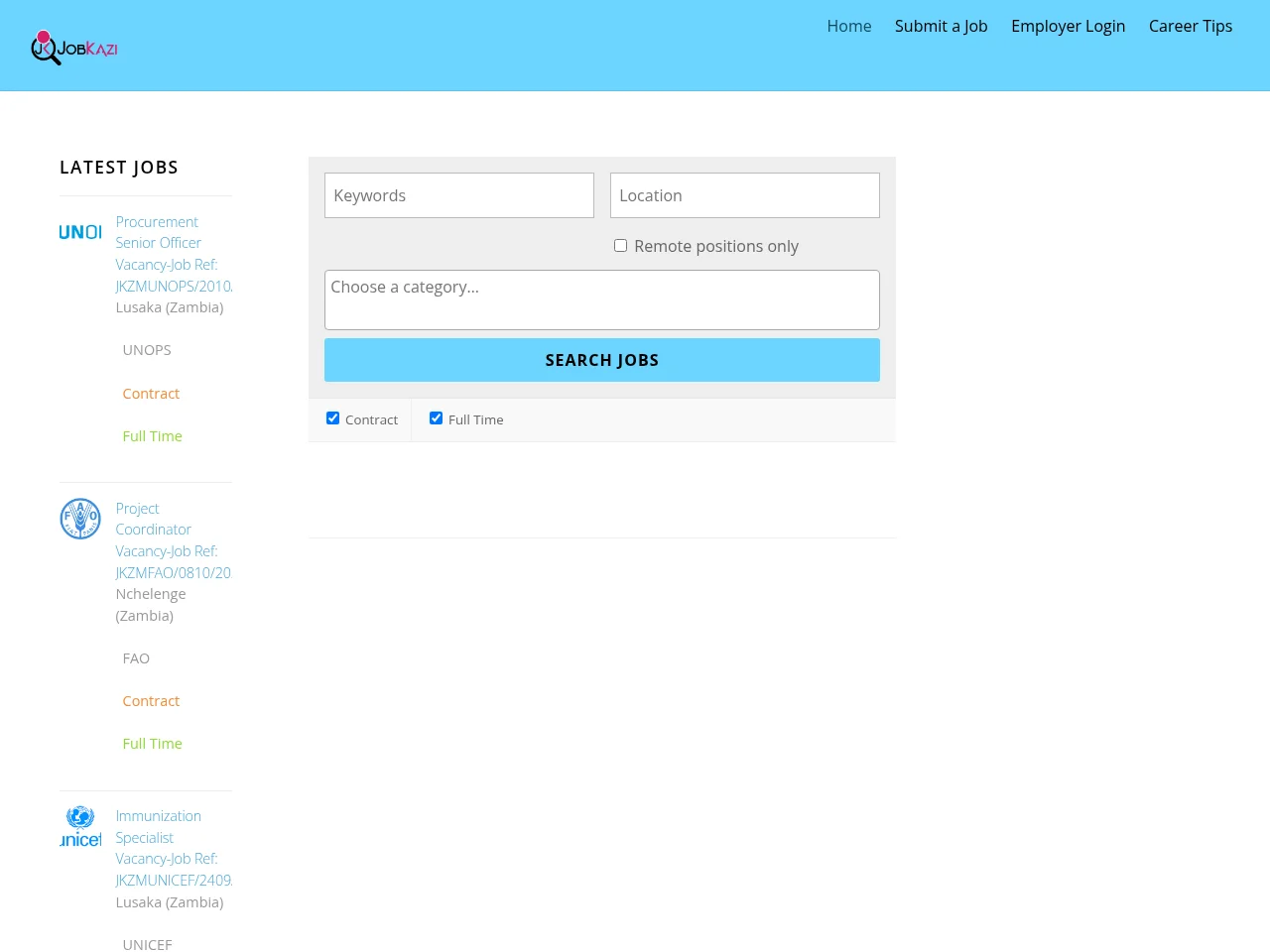 JobsKazi Zambia website screenshot