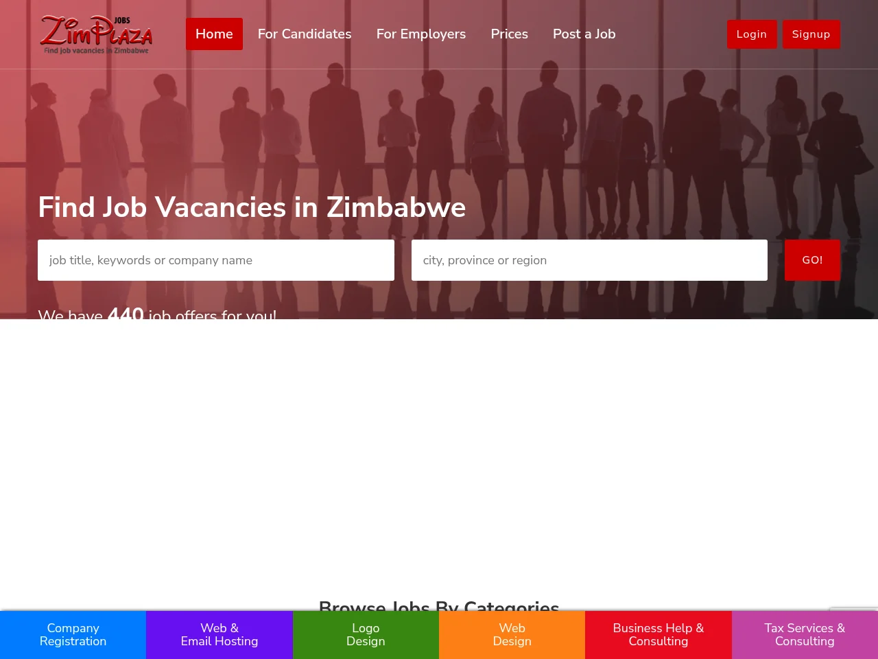 ZimPlaza Jobs screenshot ZimPlaza Jobs website screenshot