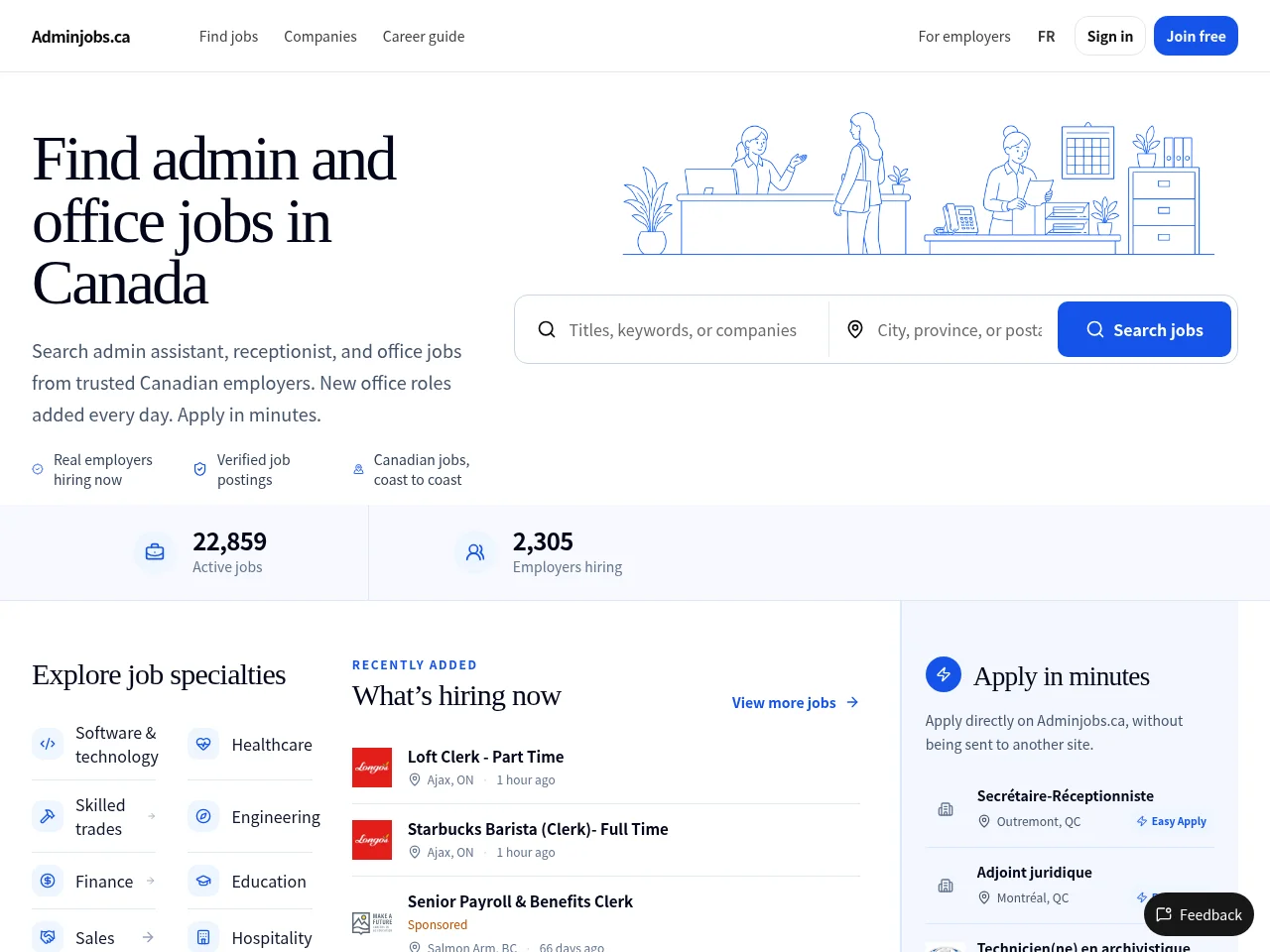 Adminjobs screenshot Adminjobs website screenshot