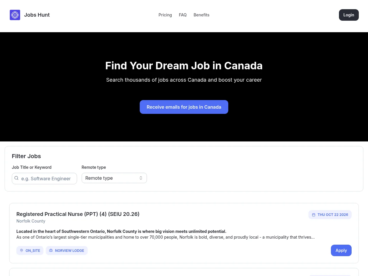 Jobshunt screenshot Jobshunt website screenshot