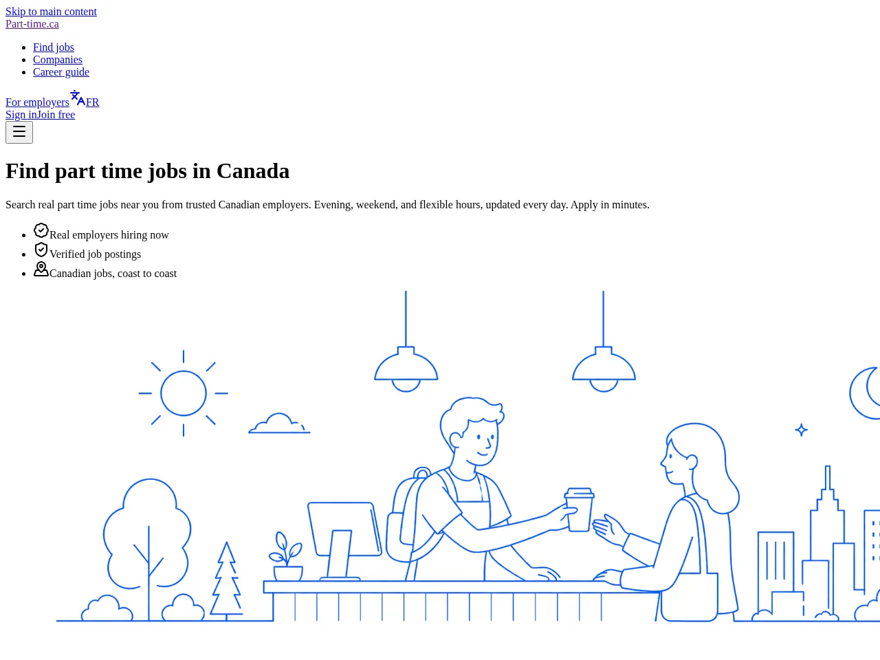 Part-time website screenshot