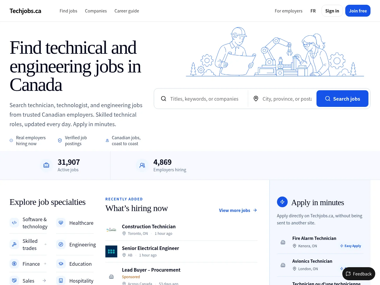 Techjobs website screenshot