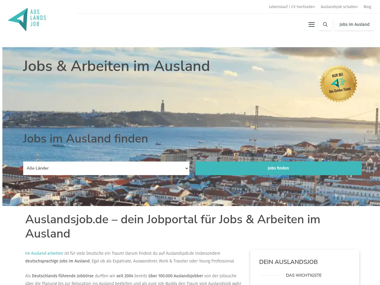 Auslandsjob website screenshot