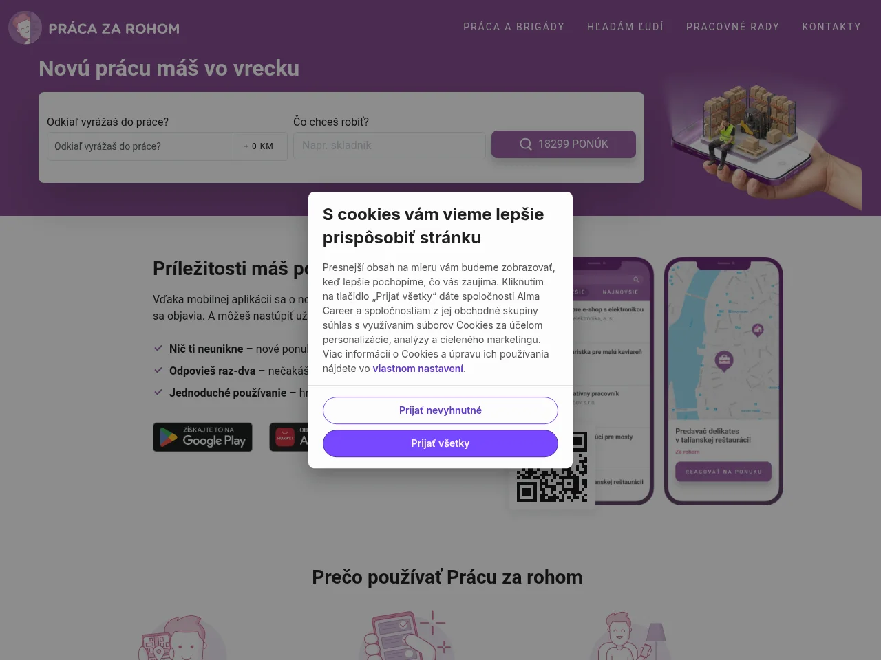 Práca za rohom screenshot Práca za rohom website screenshot