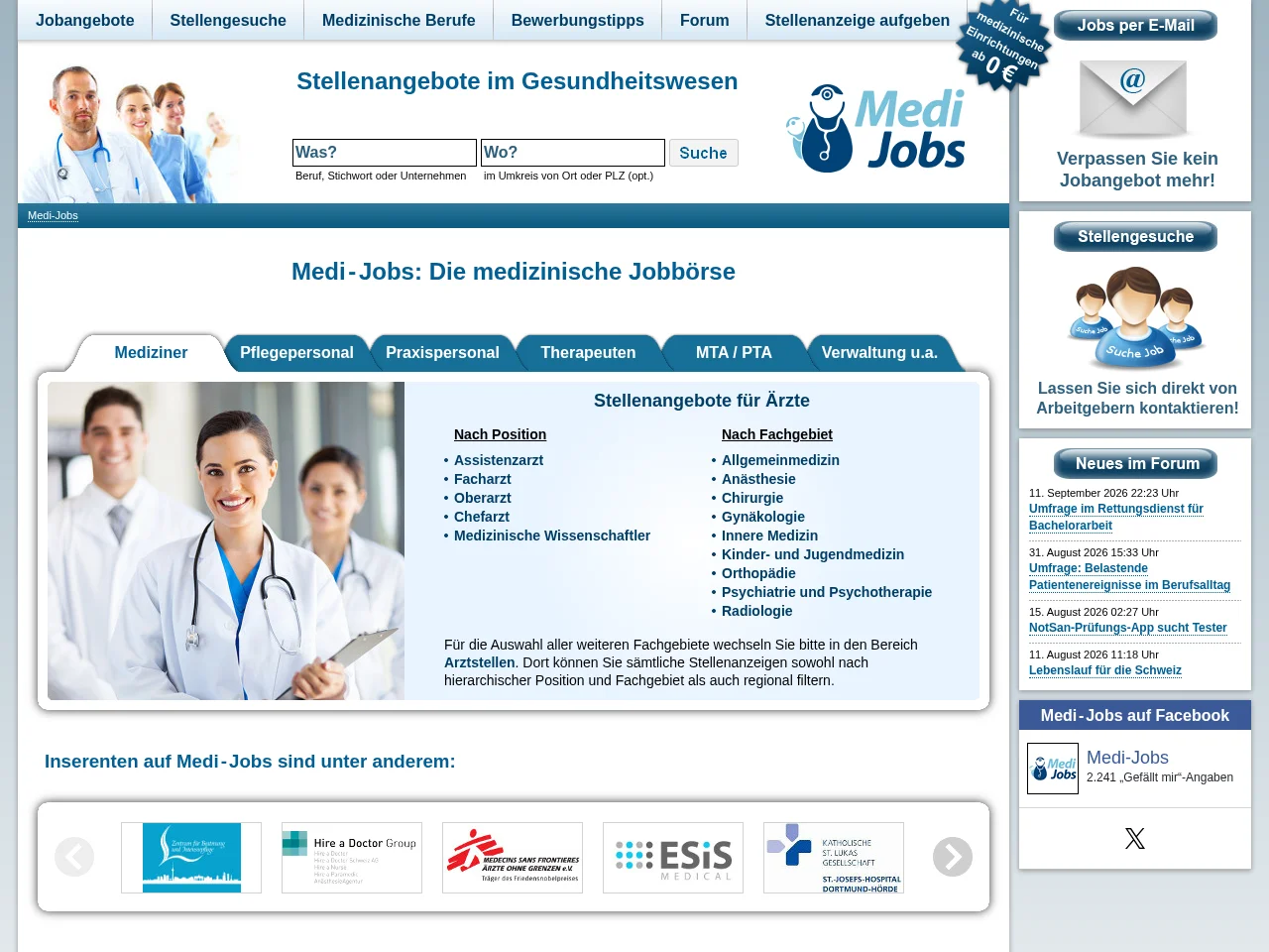 Medi-Jobs website screenshot